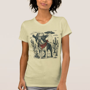 Camiseta vintage bulldog francés vintage alien occidental