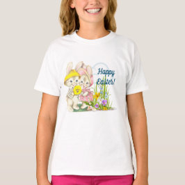 Camiseta Vintage Bunnies & Flowes Feliz Pascua