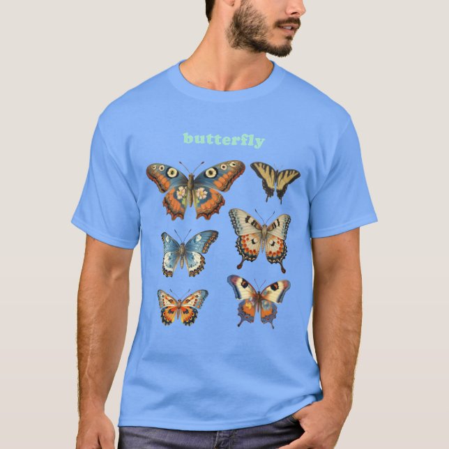 Camiseta Vintage Butterfly Illustrations funny (Anverso)
