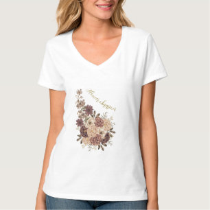 Camiseta Vintage,Camiseta de obsesión de las flores