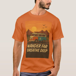 Camiseta Vintage camper van con puesta de sol y cita de ave