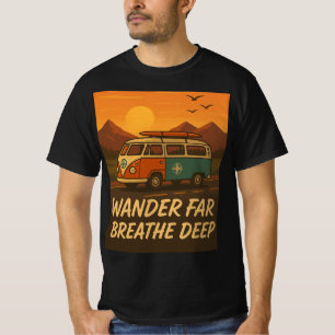 Camiseta Vintage camper van con puesta de sol y cita de ave