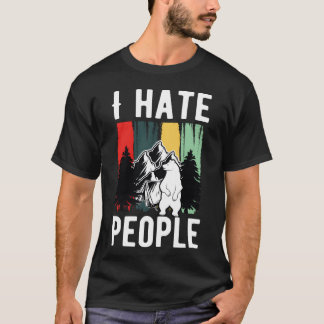 Camiseta Vintage Camping Costume Of Bear Says I Hate People