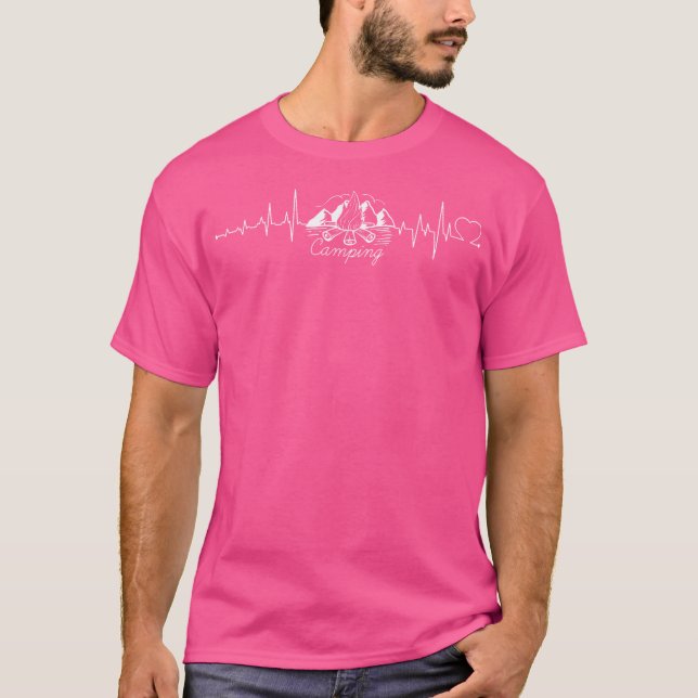 Camiseta Vintage Camping Heartbeat Ecg (Anverso)