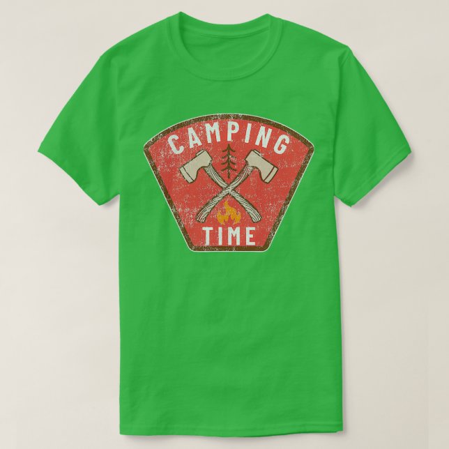 Camiseta Vintage Camping Time Ax Tree Campfire (Diseño del anverso)