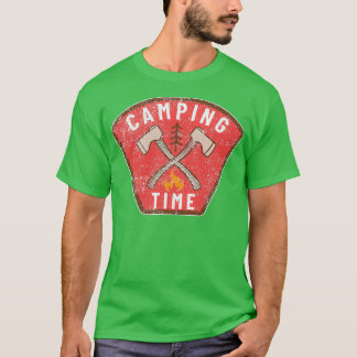 Camiseta Vintage Camping Time Ax Tree Campfire
