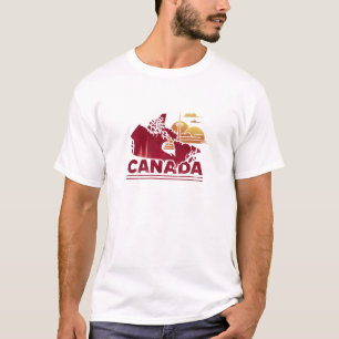 Camiseta Vintage Canada Travel Country Map Maple Leaf