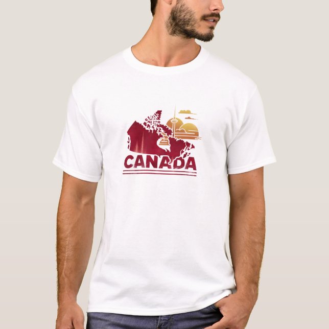 Camiseta Vintage Canada Travel Country Map Maple Leaf (Anverso)