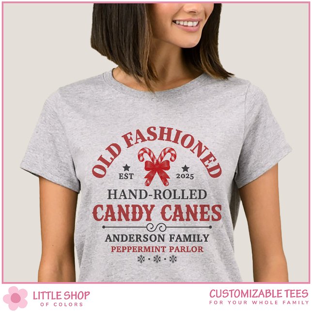 Camiseta Vintage Candy Cane Customizable Family Christmas (Subido por el creador)