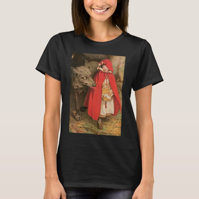 Camiseta Vintage Caperucita Roja y gran lobo malo (Anverso)