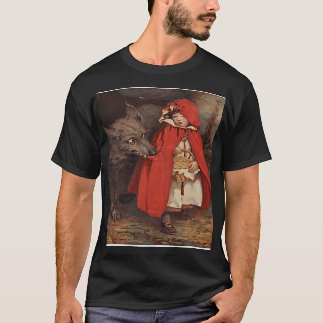 Camiseta Vintage Caperucita Roja y gran lobo malo (Anverso)
