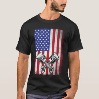 Camiseta Vintage Car Mechanic Piston American Flag vintage
