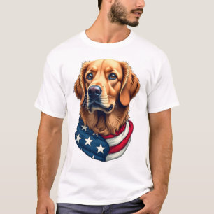 Camiseta Vintage Cara de Golden Retriever Patrióti