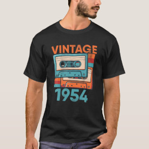 Camiseta Vintage Cassette 1954 Classic Bday Par de 68 años