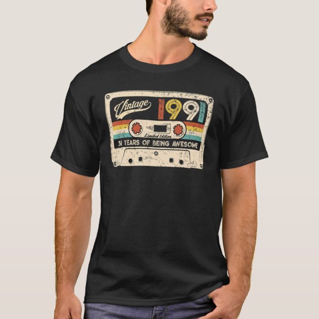 Camiseta Vintage Cassette 1991 31ª fiesta de cumpleaños (Anverso)