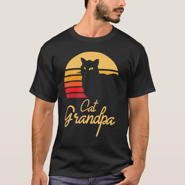 Camiseta Vintage Cat Grandpa Papa Grandson Granddaughter Fa (Anverso)