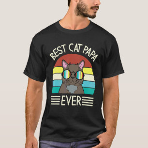 Camiseta Vintage Cat Happy Father Day Best Cat Papa Ever Da