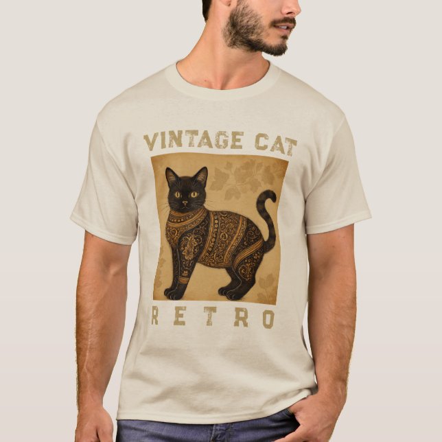 Camiseta Vintage Cat Retro, Antique Style (Anverso)