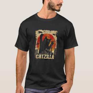 Camiseta Vintage Catzilla Funny Kitten Y Cat