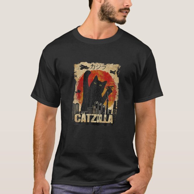 Camiseta Vintage Catzilla Funny Kitten Y Cat (Anverso)