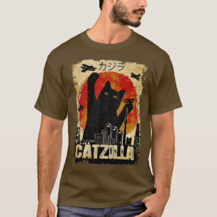 Camiseta Vintage Catzilla tee Funny Kitten y Cat