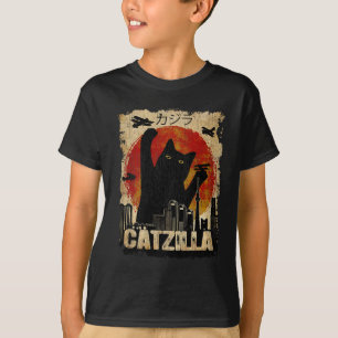 Camiseta Vintage Catzilla Tee - Gracioso Gato Y Gato