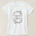 Camiseta Vintage Cherish Rosa Oval Oval Floral Bridesmaid<br><div class="desc">Rosas y Flores Vintage de Flores Blancas y Oro Rosa. Un estilo clásico vintage y elegante, con muchas hojas y follaje gris, marfil blanco, oro Rosa, rosa sucio, verde pálido y gris. Con elementos florales pintados a mano, fuentes clásicas de guión vintage y marco ovalado floral elegante de oro Rosa...</div>