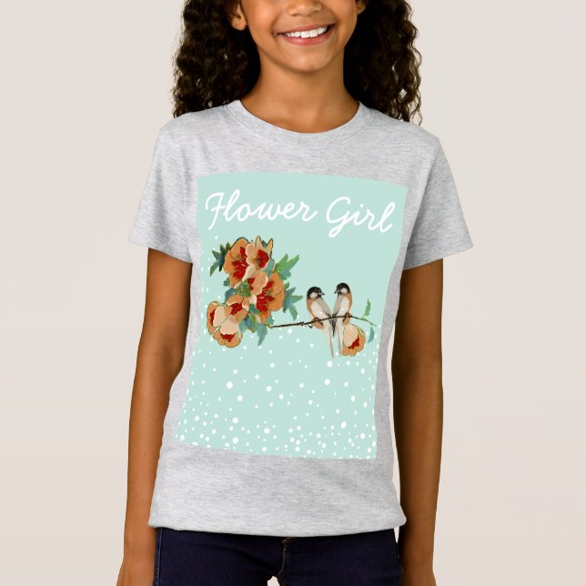 Camiseta Vintage Cherry Blossom Love Bird Peach Mint (Anverso)