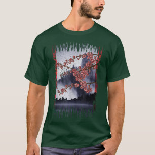 Camiseta Vintage Cherry Blossom Woodblock Sakura Japonesa