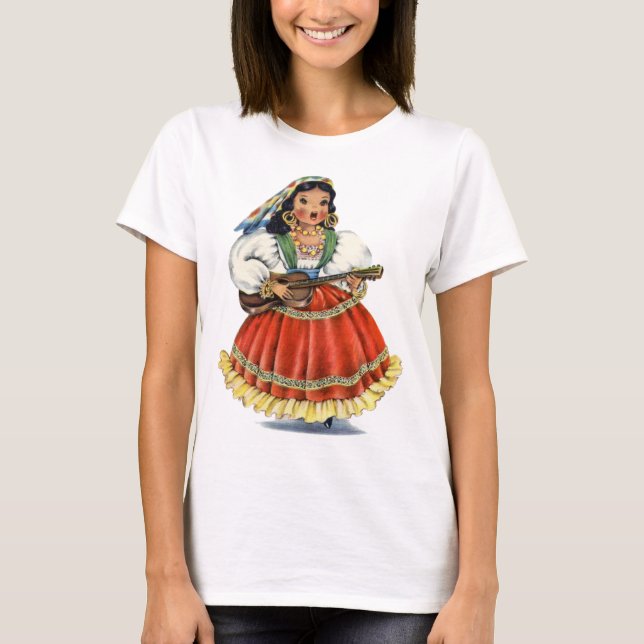 Camiseta Vintage Chica Mexicano Vestido Tradicional (Anverso)