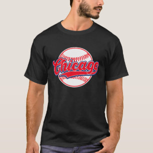 Camiseta Vintage Chicago Cityscape Baseball Para Hombres Mu