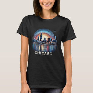 Camiseta Vintage Chicago Illinois City Skyline Shirline Men