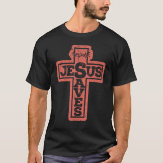 Camiseta Vintage Christian Cross Jesus Saves