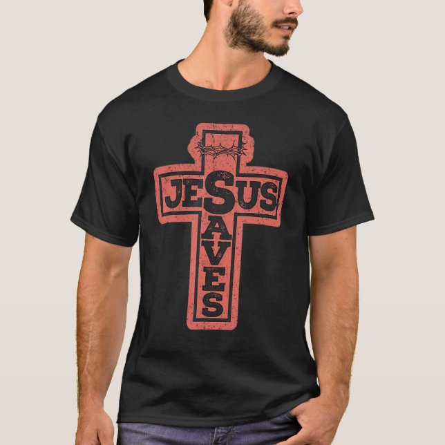 Camiseta Vintage Christian Cross Jesus Saves (Anverso)