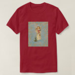 Camiseta Vintage Christmas Angel<br><div class="desc">Un ángel joven Navidad sostiene juguetes en sus brazos y tiene un árbol de Navidad nevado a sus pies. Un purpurina dorado chunco enmarca la dulce viñeta.</div>
