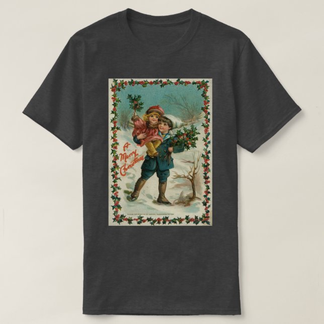 Camiseta Vintage Christmas Boy and Chica (Diseño del anverso)