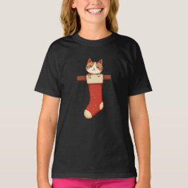 Camiseta Vintage Christmas Cat in Stocking