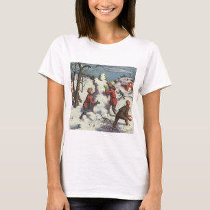 Camiseta Vintage Christmas, Children Snowball Fiesta