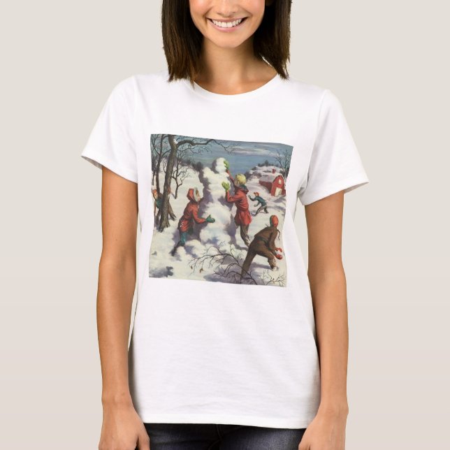 Camiseta Vintage Christmas, Children Snowball Fiesta (Anverso)