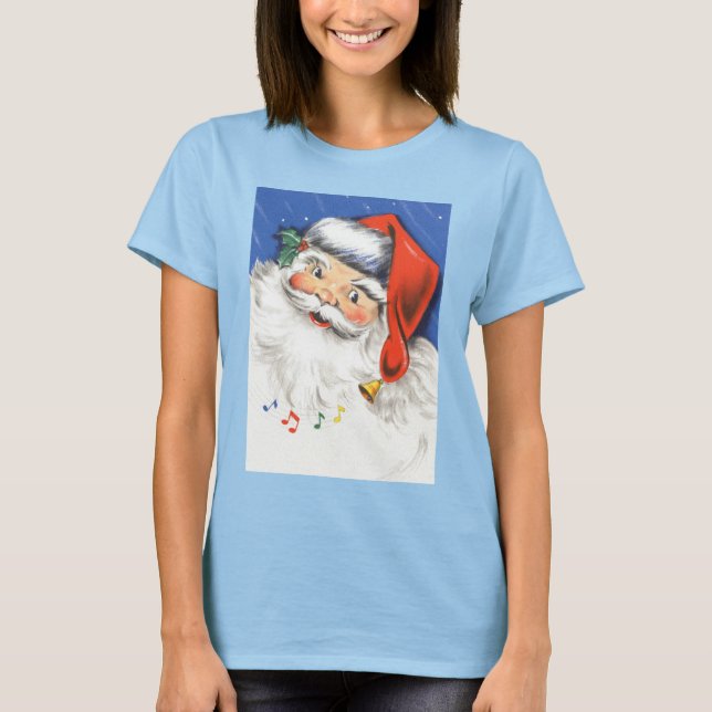 Camiseta Vintage Christmas, Jolly Santa Claus con música (Anverso)