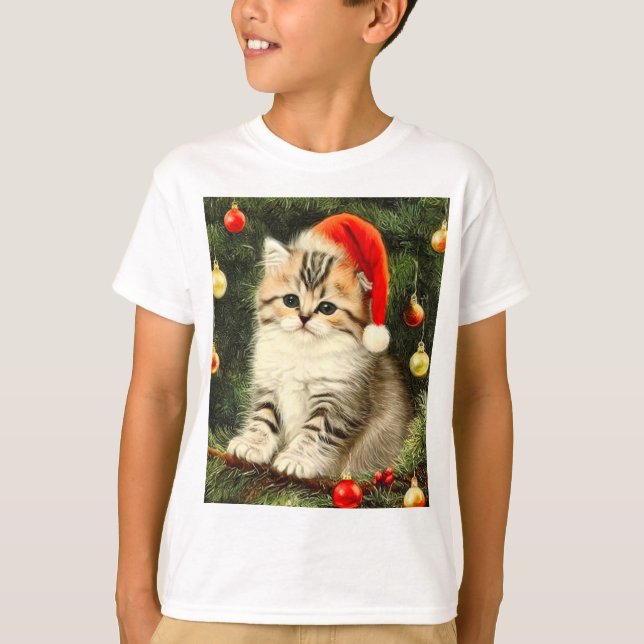 Camiseta Vintage Christmas Kitten (Anverso)