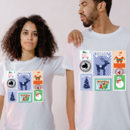 Camiseta Vintage Christmas Postage Stamp Collage 