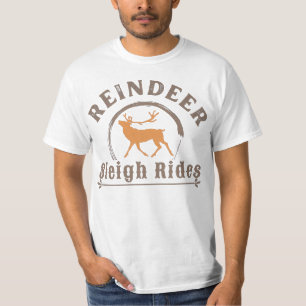Camiseta Vintage Christmas Reindeer Sleigh Rides