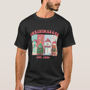 Camiseta Vintage Christmas Rosa Santa Claus Pine Tree Ginge