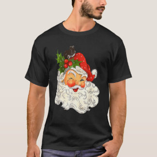 Camiseta Vintage Christmas Santa Claus Face Old Fashioned 3