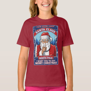 Camiseta Vintage Christmas Santa dice Feliz Navidad
