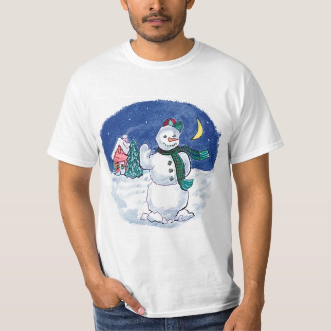 Camiseta Vintage Christmas Snowman Waving (Anverso)