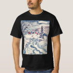 Camiseta Vintage Christmas, Snowscape con Winter Village<br><div class="desc">Ilustracion Vintage Victorian Era Feliz Navidad navideña diseño de temporada de invierno con un pueblo nevado. Un río helado recorre el bosque,  los árboles están cubiertos de nieve y el hielo y las montañas están a lo lejos. ¡Felices fiestas y saludos de temporada!</div>