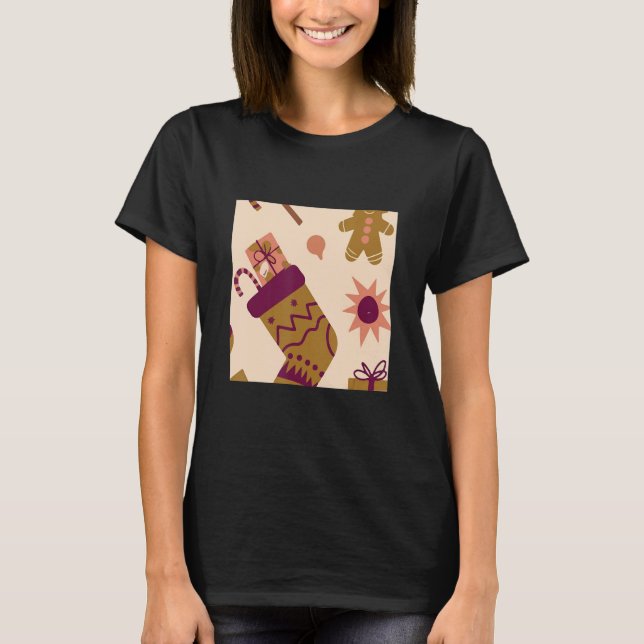 Camiseta Vintage Christmas Socks Wrap Pattern Funny (Anverso)