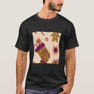 Camiseta Vintage Christmas Socks Wrap Pattern Funny